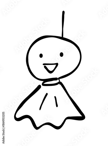 笑顔のてるてる坊主の線画イラスト