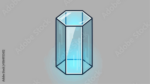 An isometric crystal illustration viewed from directly above on a gray background