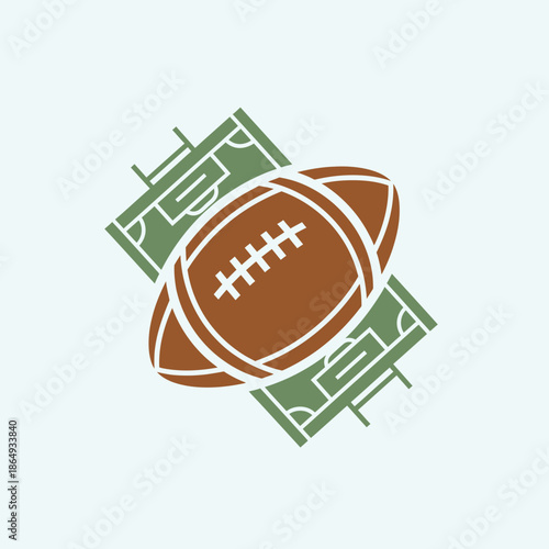 American Football Illustration Featuring a Ball and Stadium View