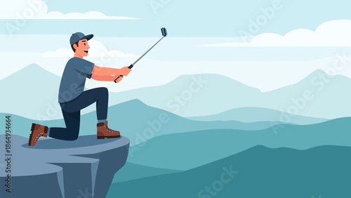 Adventure Seeker Captures Breathtaking Mountain Views with a Selfie Stick