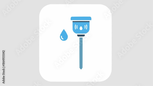 A faucet with a single drop of water falling from its spout, depicted in a simple illustration style