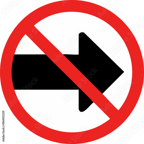 Prohibition symbol vector sign showing restricted direction