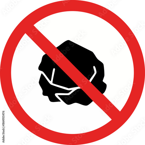 No Littering Prohibited Sign Icon Vector Illustration