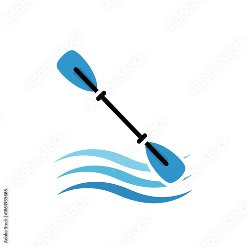 Paddle floating on water in a serene lake scene illustration