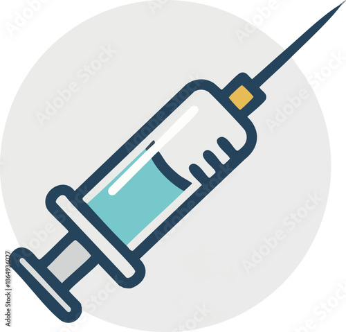 Medical Syringe Injection Icon Flat Line Design Illustration