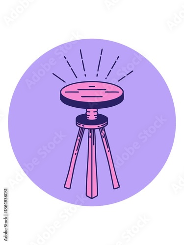 bobbing motion animation of icon of a tattoo style wooden stool