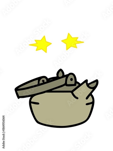 spinning stars animation of a simple japanese tea pot