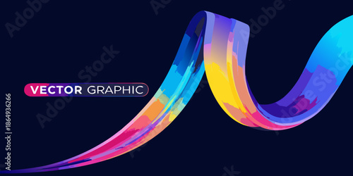 Abstract colorful ribbon flow with vibrant hues and dynamic movement