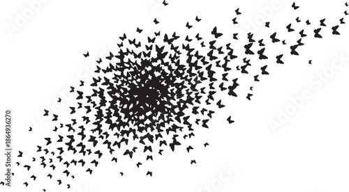 Flying Butterfly Silhouette Swarm – Freedom, Transformation and Nature Concept Illustration.