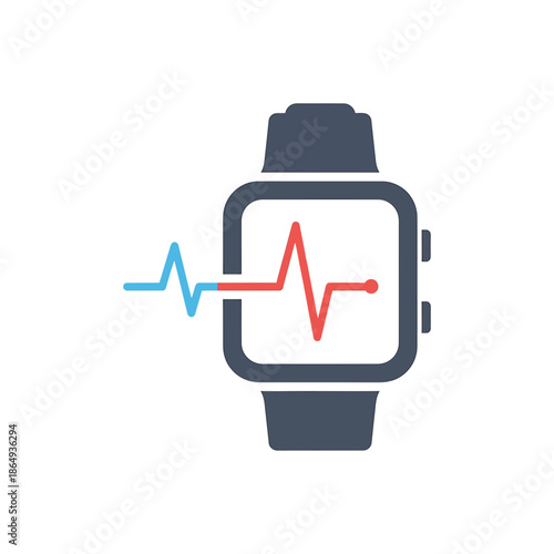 A smartwatch displaying a heartbeat graph on its screen