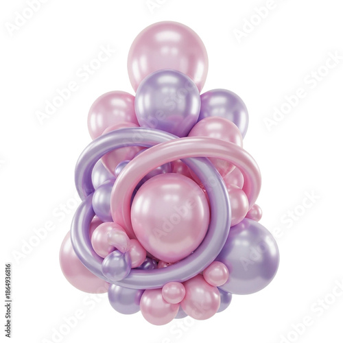 Elegant Balloon Arrangement: A Whimsical Centerpiece of Pink and Lavender Hues.