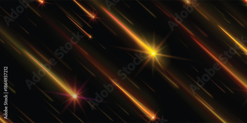 Set of flashes, lights and sparks. Abstract golden lights isolated on a transparent background. Bright gold flashes and glares. Bright rays of light. Glowing lines