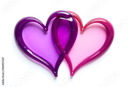 Two glistening sapphire blue hearts with radiant gold outlines symbolize deep connection and affection.