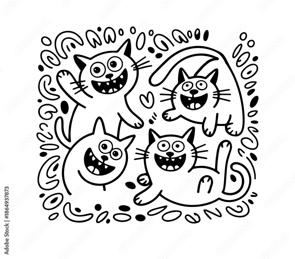 Fototapeta premium Cute cat doodle