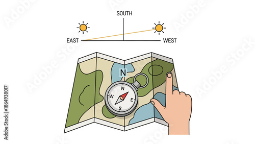 Wayfinding Adventure Using Compass And Map For Navigational Exploration Design