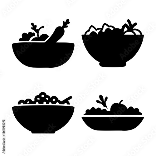 Collection of diverse healthy food bowls featuring fresh produce and nutritious ingredients