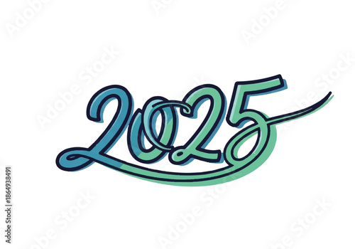 Stylized 2025 Logo Design with Flowing Ribbon and Gradient Colors.