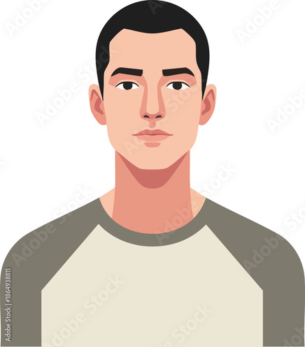 Young Man Illustration Portrait Close Up.