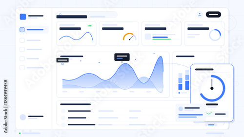 Dashboard displays real-time data visualization and analytics for business performance tracking