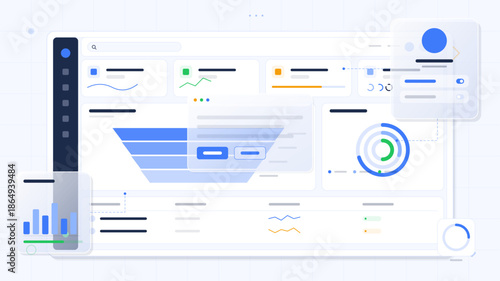 Data dashboard shows charts and graphs for analysis of user engagement and website performance metrics