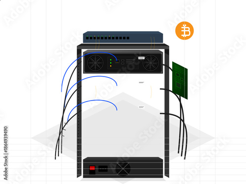 Understanding a bitcoin mining rig setup with key components and connections for effective cryptocurrency mining