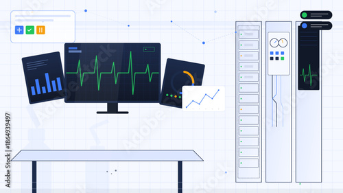 Monitoring health data on screens using tablets and computers in a digital environment during daytime