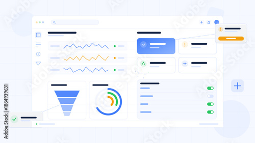 Display of data analytics tools showing charts and metrics on computer screen in digital workspace