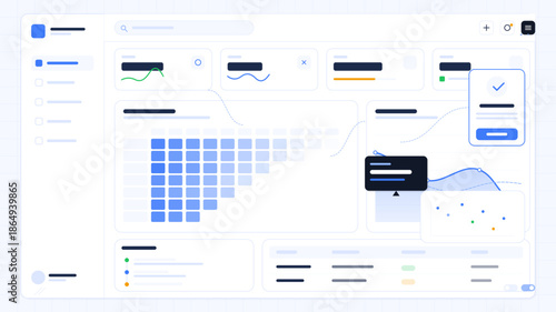Data analysis dashboard displays various charts and graphs for user insights and trends