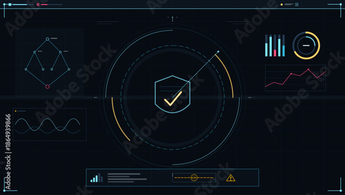 Modern digital interface displaying data analytics and security metrics during a monitoring session