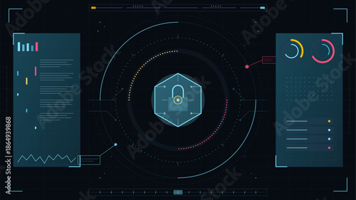 Visual representation of cybersecurity technology used in data protection and risk management in a digital environment