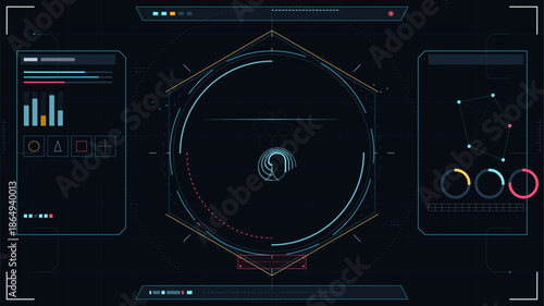 Digital interface with graphs and diagrams used for data analysis and visualization