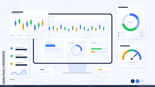 Dashboard showing data analysis and indicators for financial trends in a digital format