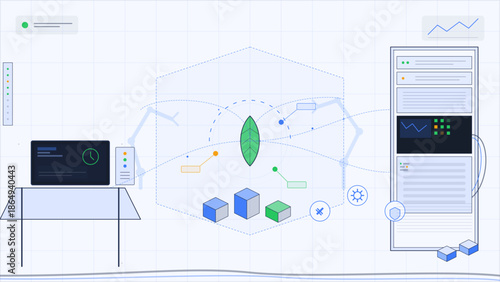 Data visualization and analysis setup in an office environment during daytime hours