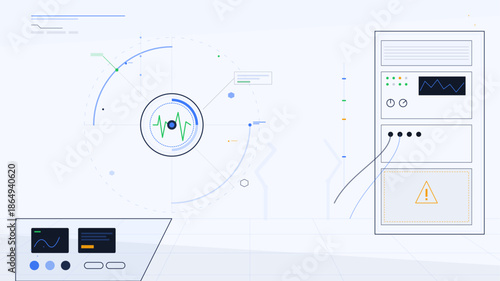 Data monitoring system displays visual analytics and alerts for performance metrics in a technology environment