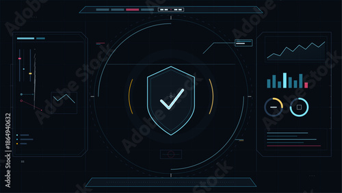 Digital dashboard showing security features and data analytics in a monitoring system