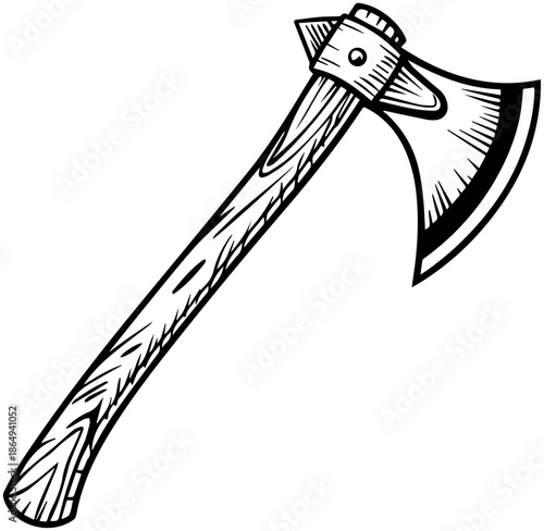 Woodcutter Axe Tool Black and White Vector Illustration