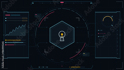 Data visualization display showing metrics and analytics in a digital interface setting during a technology presentation