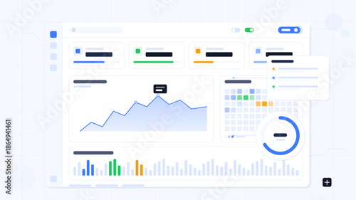 Digital dashboard displays data trends and visualizations in a modern design for analysis and decision making