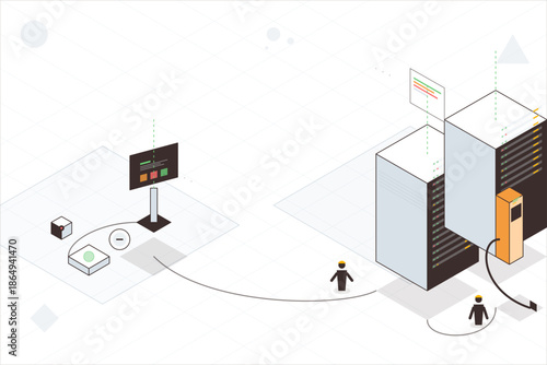 Connection process from a user to a server with a clear path showing the flow of data and interaction