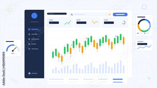Data dashboard showing stock market trends and performance metrics for analysis and decision making