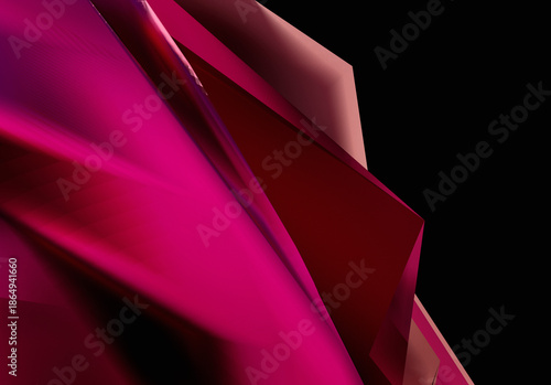 Red Abstract 3d render background dark red pink gradient light wave silk liquid chrome metalic design render wallpaper modern illustration multicolored wavy surfaces