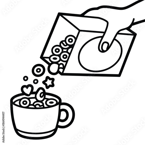 Pouring whimsical coffee isolated on white background, Vector, illustration