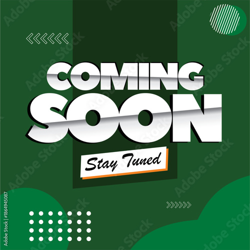 Coming Soon Announcement Green Background – Modern Business & Website Launch Banner