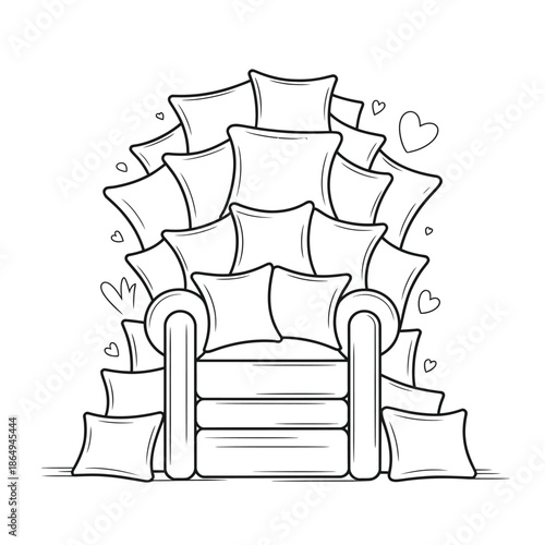 Comfortable armchair with plush pillows isolated on white background, Vector, illustration