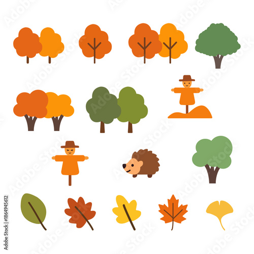 가을풍경_나무 일러스트_가을 오브젝트_단풍잎 일러스트