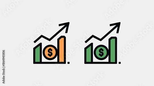 Growing financial success isolated on white background, Vector, illustration