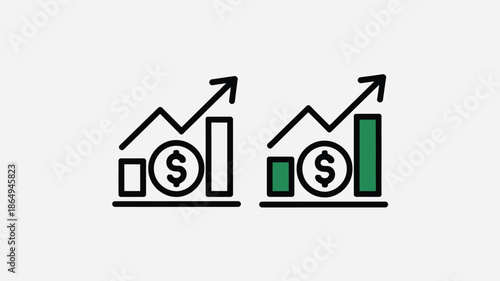 Growing financial graphs isolated on white background, Vector, illustration