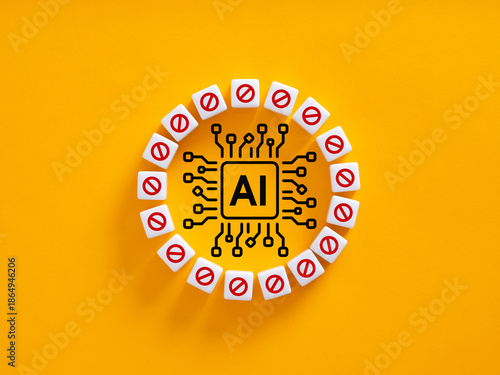 AI chip surrounded by censor symbols, creating restriction © Cagkan
