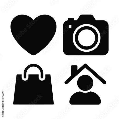 Common icons representation isolated on white background, Vector, illustration
