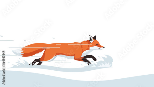 Swift Fox Dash Vector Illustration In Minimal Style On White Background